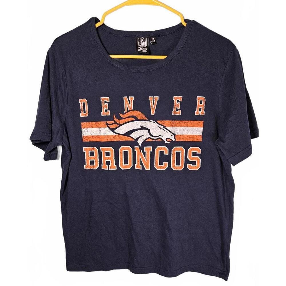 NFL Team Apparel Denver Broncos Mens T-Shirt Navy Blue/Orange Size‎ M Football